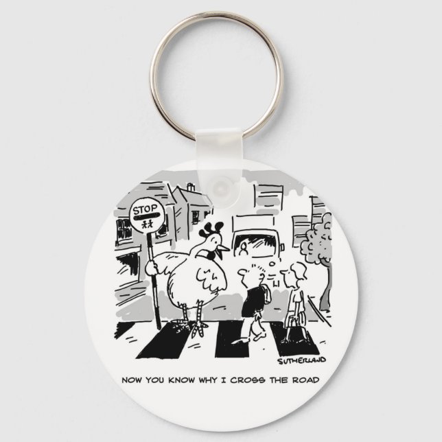 Kyckling på en skolkorspatrull. Funny Nyckelring (Framsida)