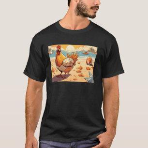 Kyckling på solnedgångsstrand för barn Solbränna A T Shirt