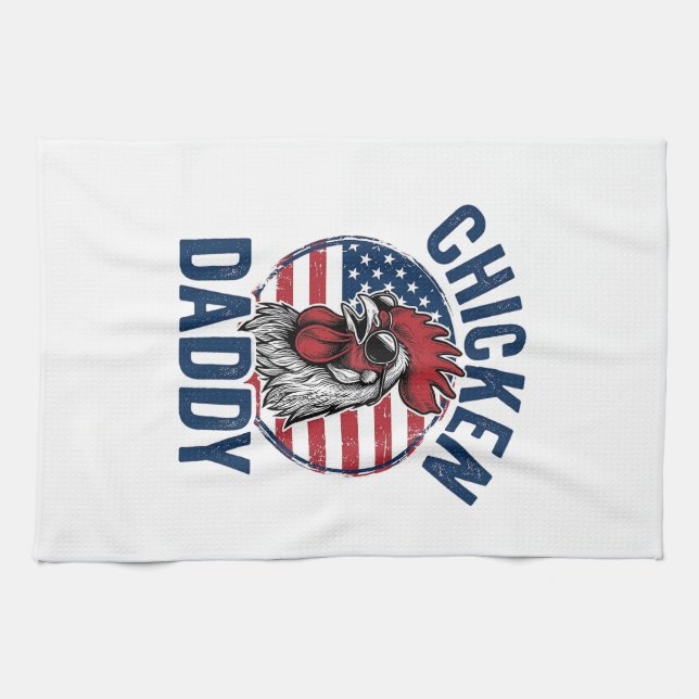 Kyckling Pappa Tupp Vintage Patriotisk T-Shirt Des Kökshandduk (Horisontell)