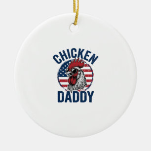 Kyckling Pappa Tupp Vintage Patriotisk Tröja Desi Julgransprydnad Keramik