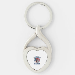 Kyckling Pappa Tupp Vintage Patriotisk Tröja Desi Twisted Heart Silverfärgad Nyckelring