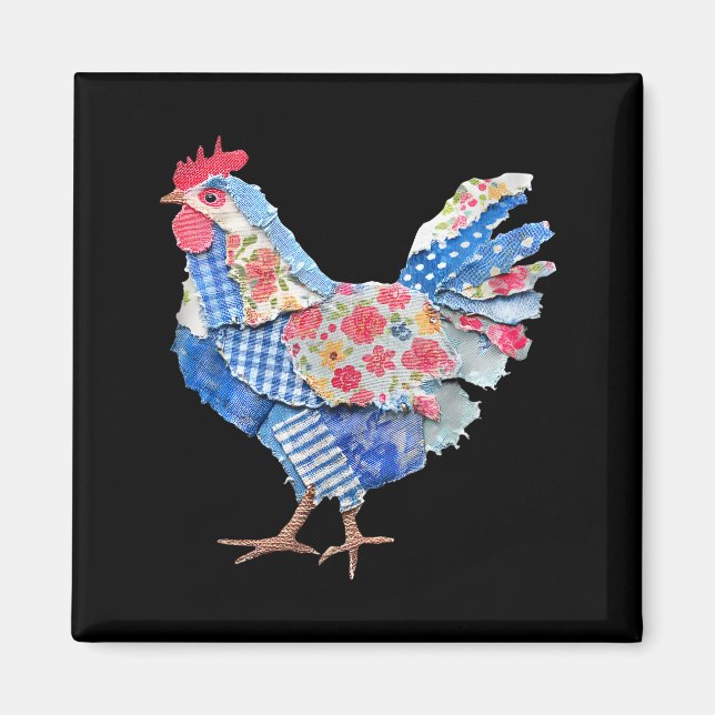 Kyckling Patchwork Kanin Ägg Kanin Glad Påsk D Magnet (Framsidan)