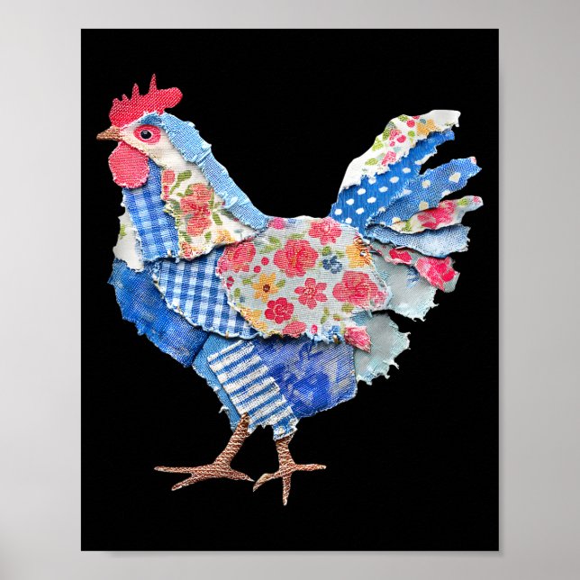 Kyckling Patchwork Kanin Ägg Kanin Glad Påsk D Poster (Framsidan)