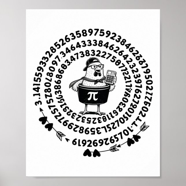 Kyckling Pot Holding Calculator Math Lärare Pi Dag Poster (Framsidan)