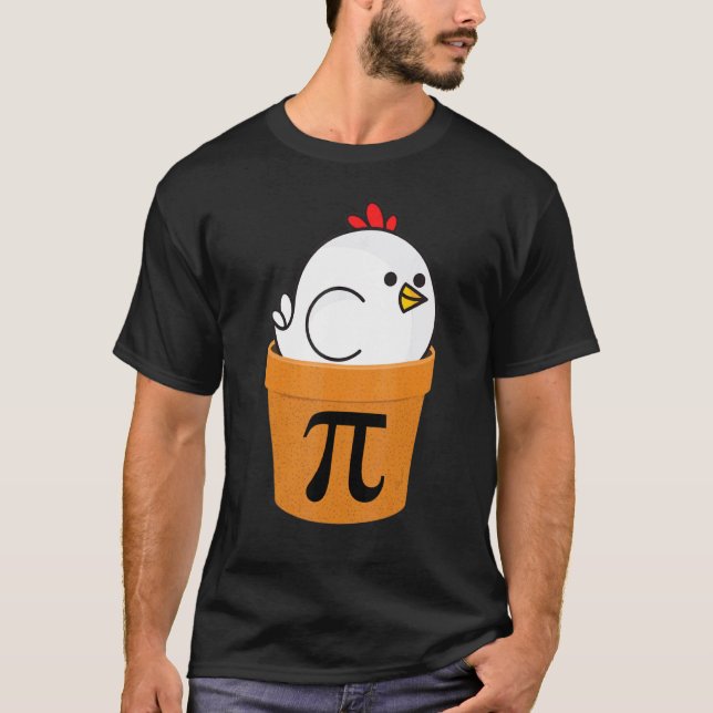 Kyckling Pot Pi Rolig Matematik Dag  1 T Shirt (Framsida)