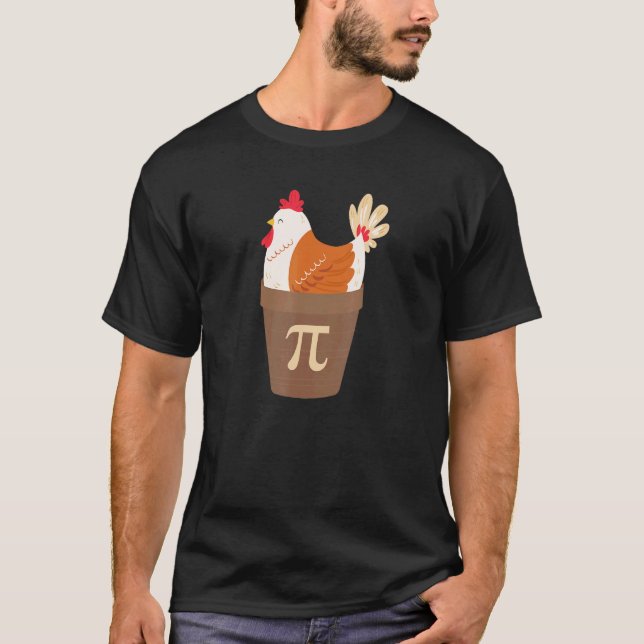 Kyckling Pot Pi Rolig Matematik Skämt Humor T Shirt (Framsida)