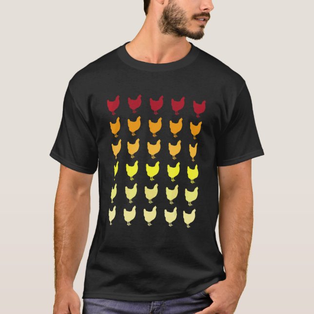 Kyckling Retro Djurmönster T Shirt (Framsida)