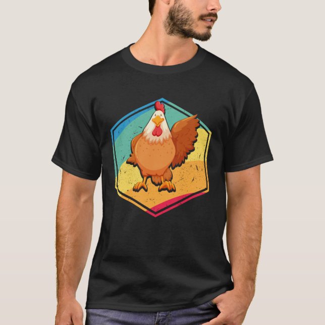 Kyckling Retro Stil T Shirt (Framsida)