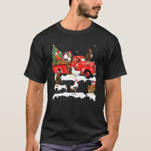 Kyckling Ridning Röd Lastbil God Jul Bonde X- T Shirt