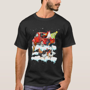 Kyckling Ridning Röd Lastbil Xmas God Jul Kostym T Shirt