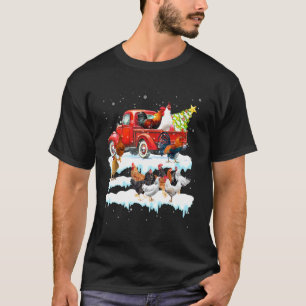 Kyckling Ridning Röd Lastbil Xmas God Jul Kostym T Shirt