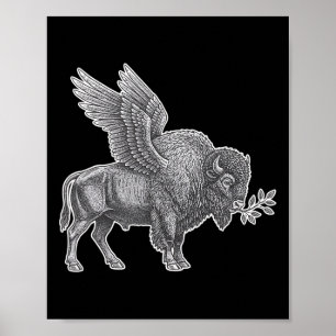 Kyckling, Rnyard Troende Bevingad Bison Fred Grafi Poster