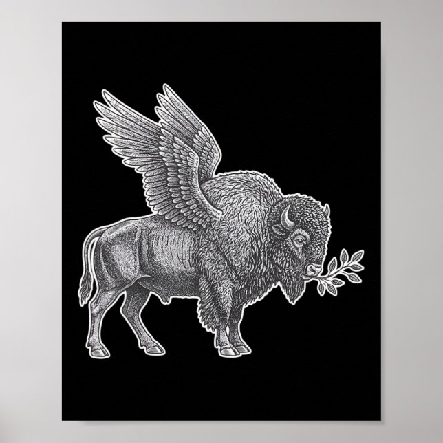 Kyckling, Rnyard Troende Bevingad Bison Fred Grafi Poster (Framsidan)