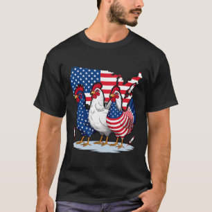 Kyckling Rött vitt blått patriotisk Tupp 4th of Ju T Shirt