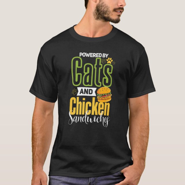 Kyckling Sandwich   Katt  Kyckling Burger T Shirt (Framsida)