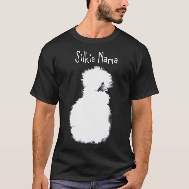 Kyckling - Silkie Mamma White Fluffy Silky Chicken T Shirt (Framsida)