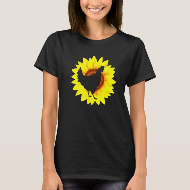 Kyckling Solros Vår Sommarblomma Kyckling Flöde T Shirt (Framsida)