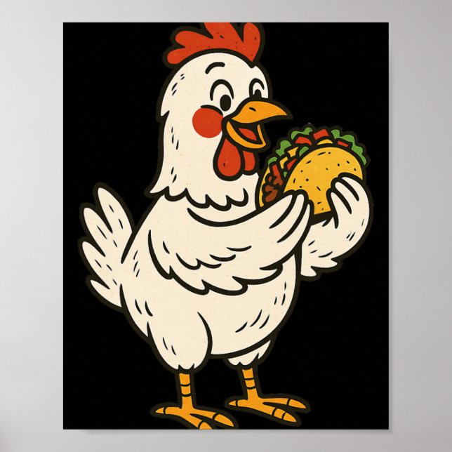 Kyckling som äter taco _1  poster (Framsidan)