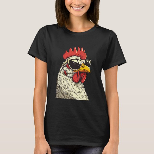Kyckling som bär solglasögon t shirt (Framsida)