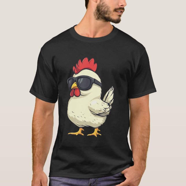 Kyckling som bär solglasögon t shirt (Framsida)