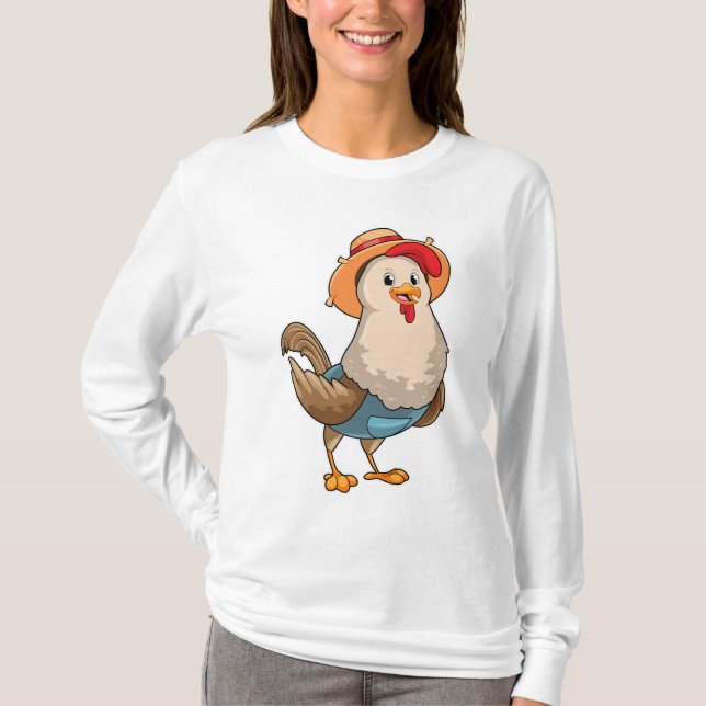 Kyckling som jordbrukare med Hat T Shirt (Framsida)