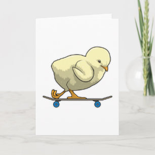 Kyckling som Skater med Skateboard Kort