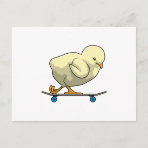 Kyckling som Skater med Skateboard Vykort