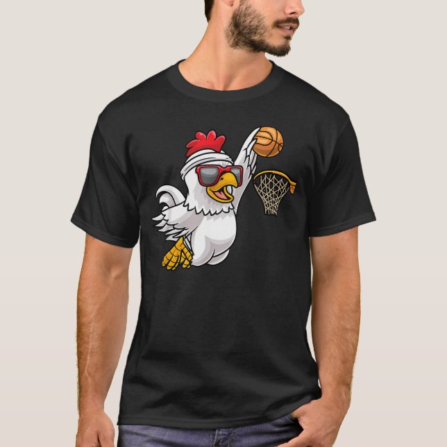 Kyckling som spelar basketspelare t shirt (Framsida)