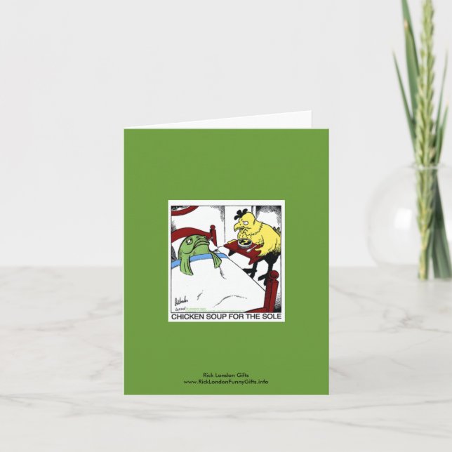 Kyckling Soppa 4 Tecknaden Notecard Kort (Framsida)