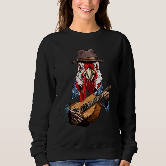 Kyckling spelar akustisk gitarr Kyckling Gitarr Pl T Shirt (Framsida)