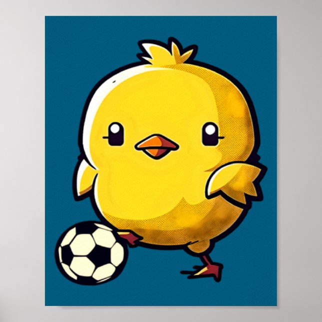 Kyckling spelar fotboll Påsk  Poster (Framsidan)