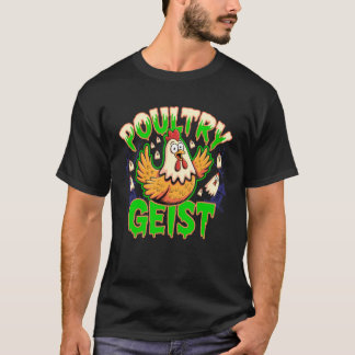 Kyckling Spök Poultrygeist Halloween Kostym Bonde T Shirt