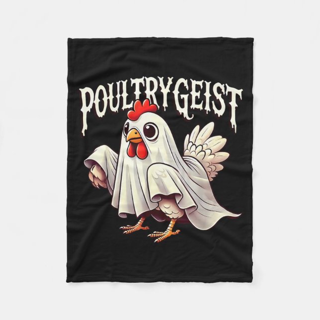Kyckling Spöke Ultrygeist Rolig Halloween Bonde  Fleecefilt (Framsidan)
