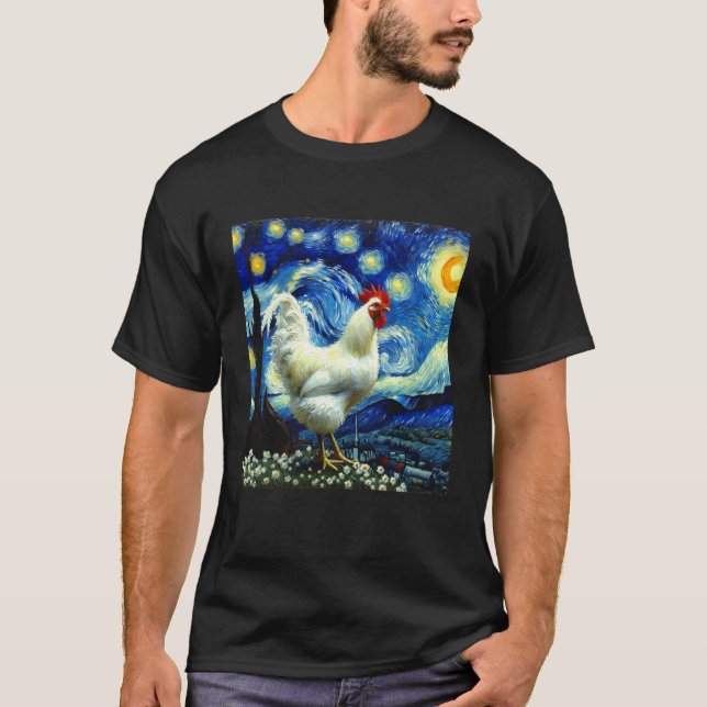 Kyckling Stjärnklar Natt Kyckling T Shirt (Framsida)