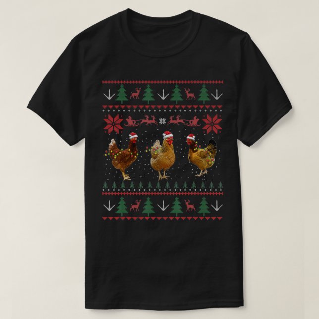 Kyckling Ugly jul Sweater Funny Chicken Julafton T Shirt (Design framsida)