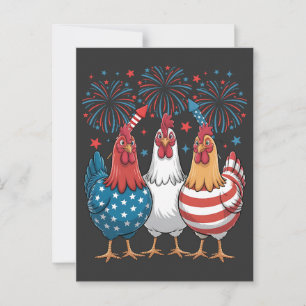 Kyckling USA Flag Patriotisk 4:e Juli Vykort