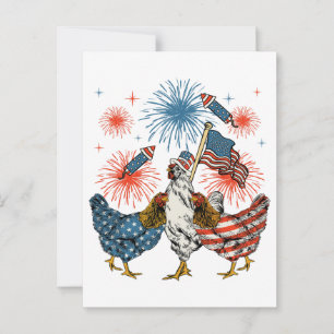 Kyckling USA Flag Patriotisk 4:e Juli Vykort