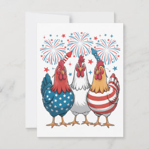 Kyckling USA Flag Patriotisk 4:e Juli Vykort