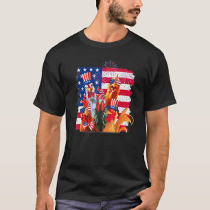 Kyckling USA Flagga Amerika Patriotisk 4:e Juli T Shirt