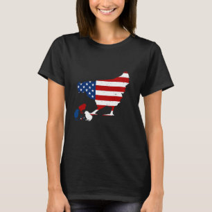 Kyckling USA Flagglad 4:e Juli Patriotisk Bonde T Shirt