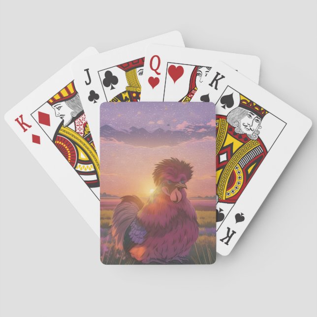 Kyckling vid solnedgång  casinokort (Baksidan)