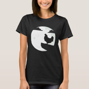 Kyckling Vrålande Måne Djur Silhuett Kvinnor Pojka T Shirt