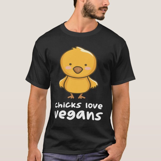 Kycklingar älskar Veganers Chicken Chick T Shirt (Framsida)