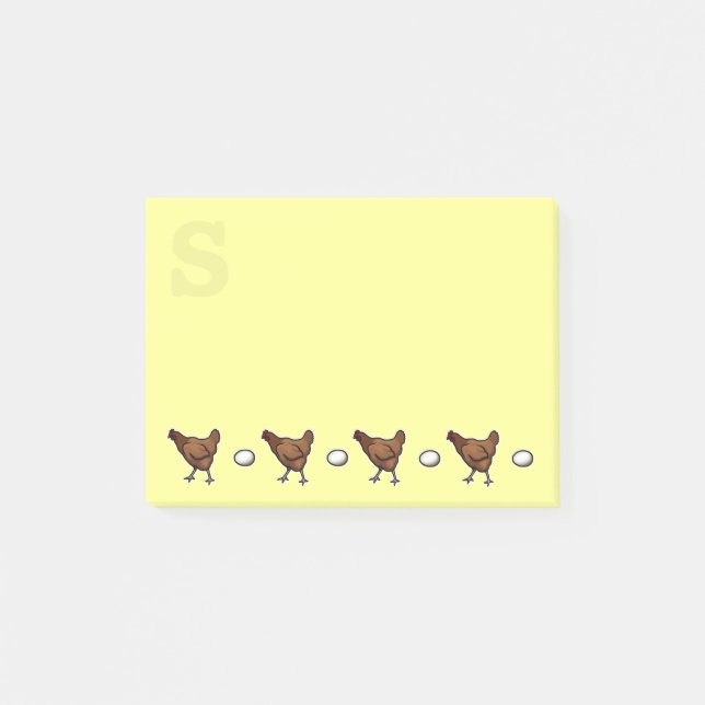 Kycklingar eller ägg? Monogrammat Post-it Block (Framsida)