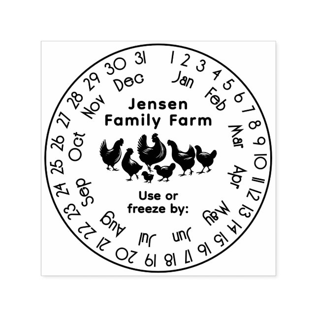 Kycklingar Evighetskalender Datum för Färskhet #2S Självfärgande Stämpel (Design)
