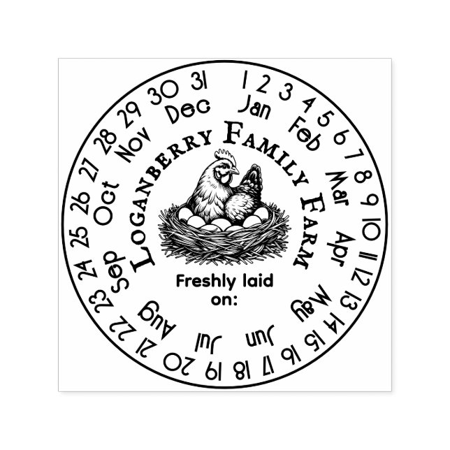 Kycklingar Evighetskalender Färskhetsdatum #3I Självfärgande Stämpel (Design)
