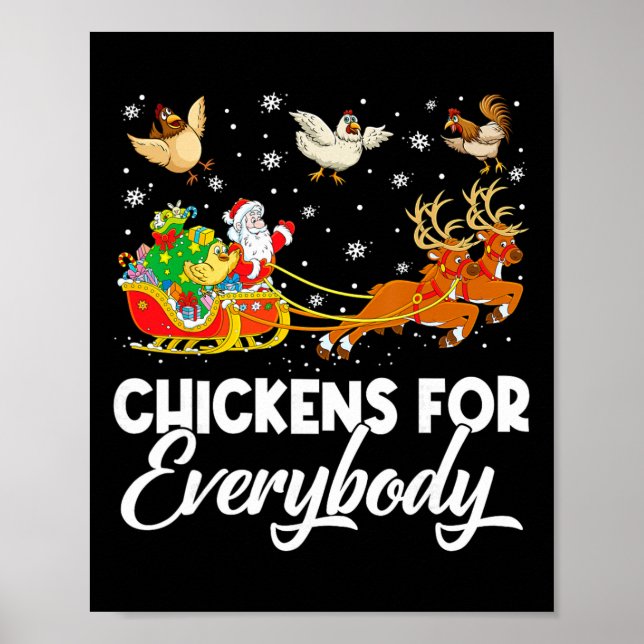 Kycklingar För Alla Tomte Sleigh God Jul Poster (Framsidan)