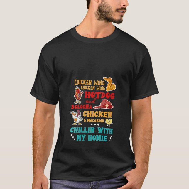 Kycklingar från Vinge Hett Hund och Bologna Chicke T Shirt (Framsida)