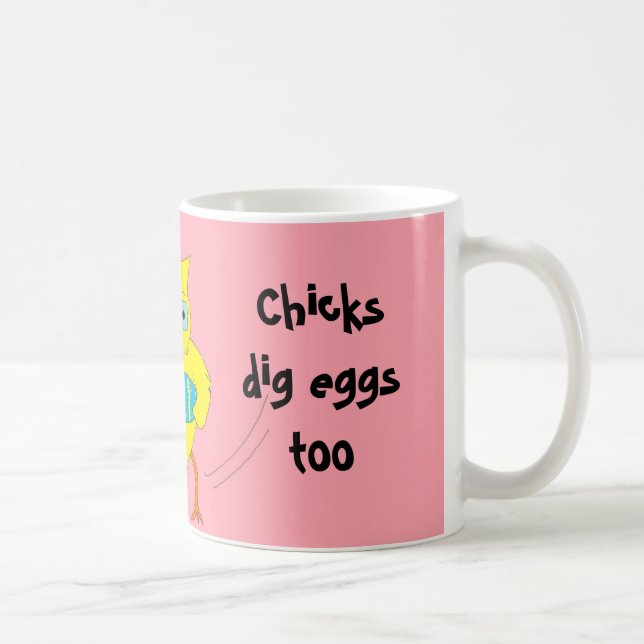 Kycklingar gillar ägg också kaffemugg (Höger)