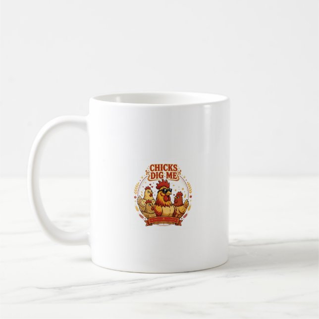 KYCKLINGAR GILLAR MIG Rolig Kyckling Kaffe Mugg (Vänster)